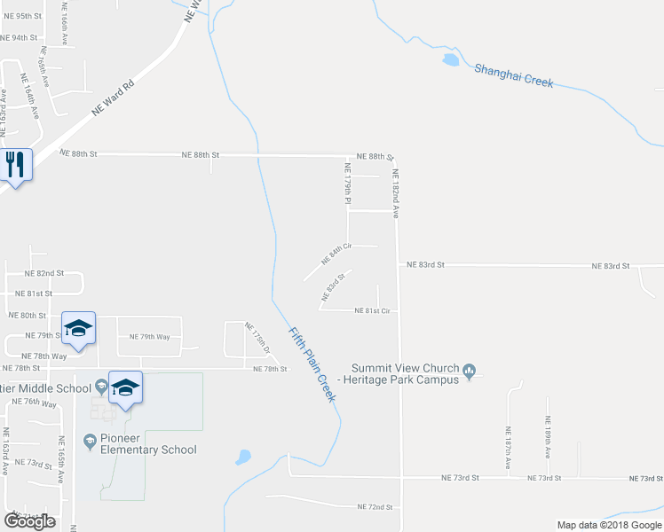 map of restaurants, bars, coffee shops, grocery stores, and more near 17805 Northeast 84th Circle in Vancouver
