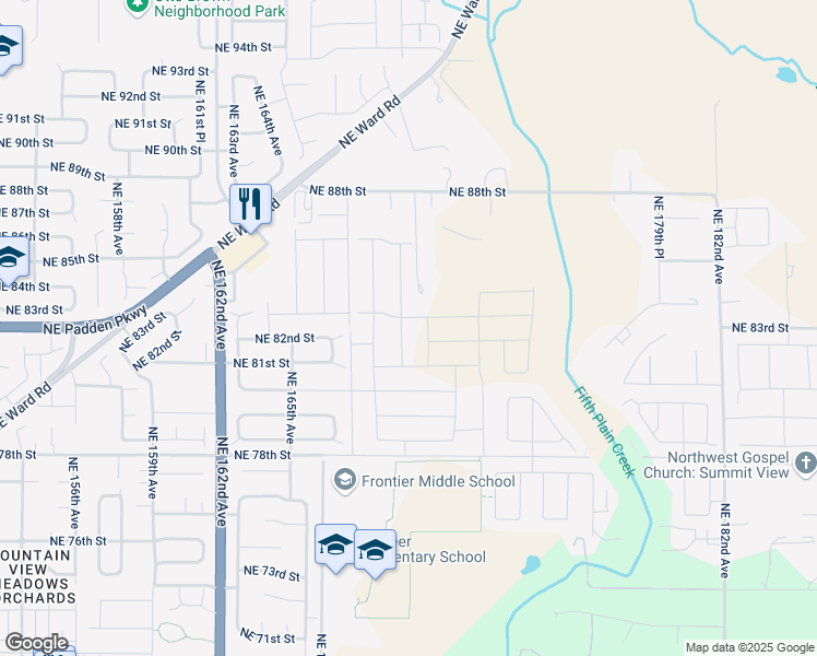 map of restaurants, bars, coffee shops, grocery stores, and more near 8211 Northeast 168th Place in Vancouver