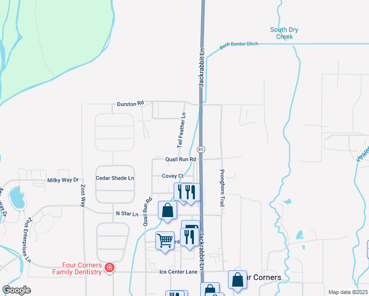 map of restaurants, bars, coffee shops, grocery stores, and more near 48 Tail Feather Lane in Bozeman