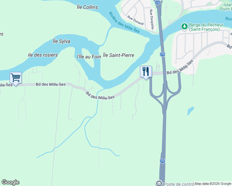map of restaurants, bars, coffee shops, grocery stores, and more near 5375 Boulevard des Mille-Îles in Laval