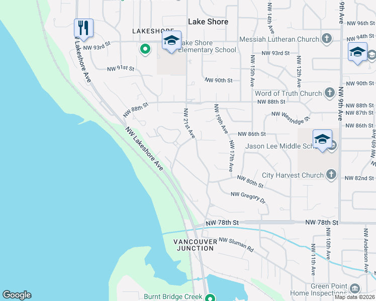map of restaurants, bars, coffee shops, grocery stores, and more near 8318 Northwest Bacon Road in Vancouver
