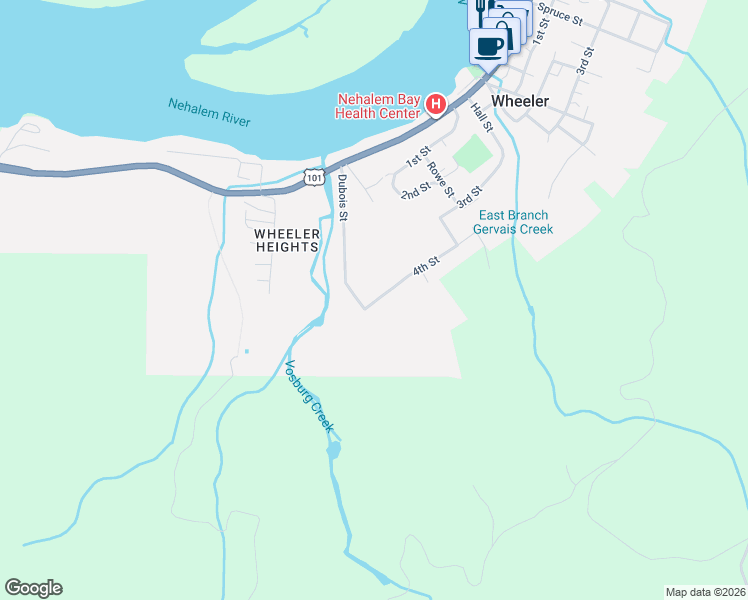 map of restaurants, bars, coffee shops, grocery stores, and more near 1530 4th Street in Wheeler