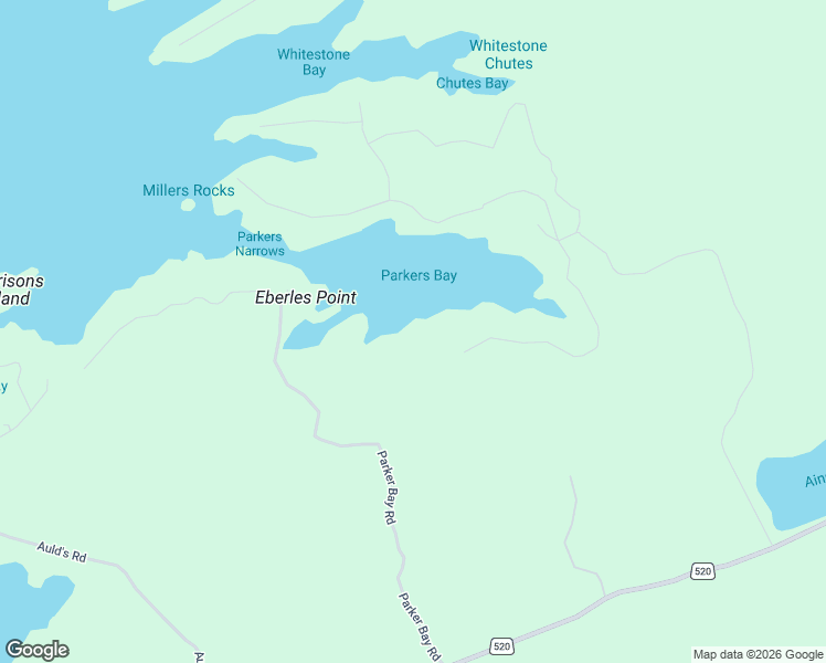 map of restaurants, bars, coffee shops, grocery stores, and more near Sykes Road in Parry Sound District