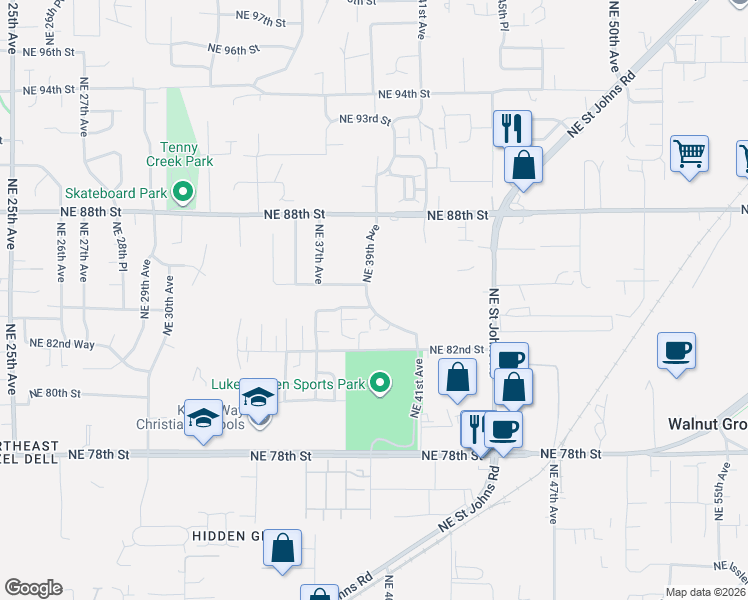 map of restaurants, bars, coffee shops, grocery stores, and more near 8405 Northeast 39th Avenue in Vancouver