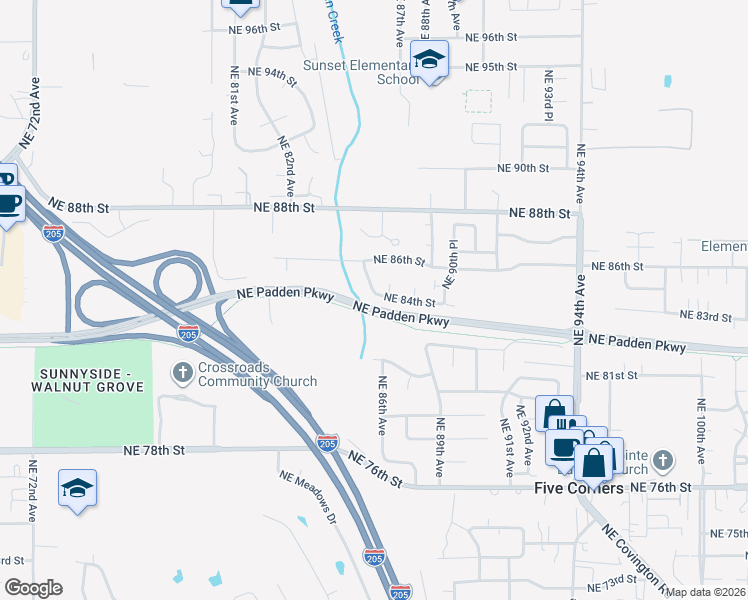 map of restaurants, bars, coffee shops, grocery stores, and more near 8415 Northeast 85th Drive in Vancouver