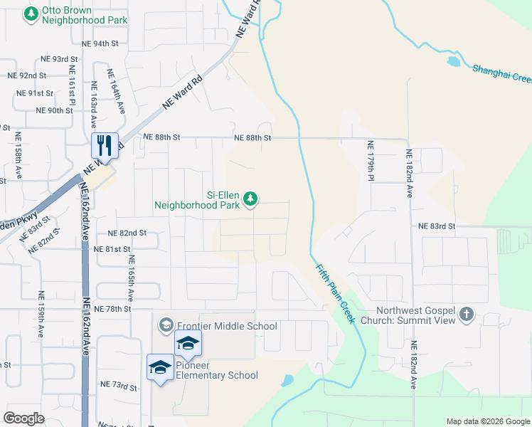 map of restaurants, bars, coffee shops, grocery stores, and more near 17210 Northeast 83rd Street in Vancouver