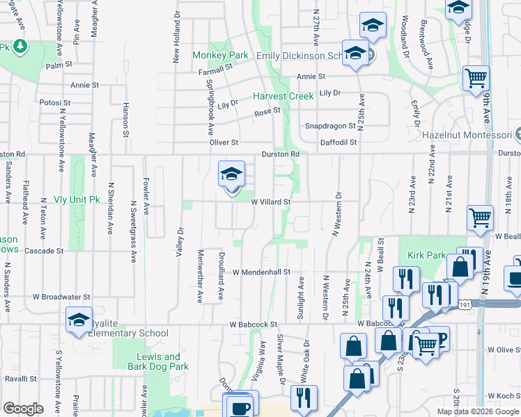 map of restaurants, bars, coffee shops, grocery stores, and more near 428 Michael Grove Avenue in Bozeman