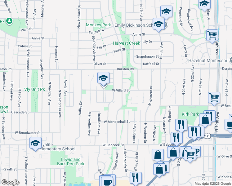 map of restaurants, bars, coffee shops, grocery stores, and more near 428 Michael Grove Avenue in Bozeman