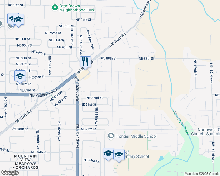 map of restaurants, bars, coffee shops, grocery stores, and more near 8304 Northeast 167th Avenue in Vancouver