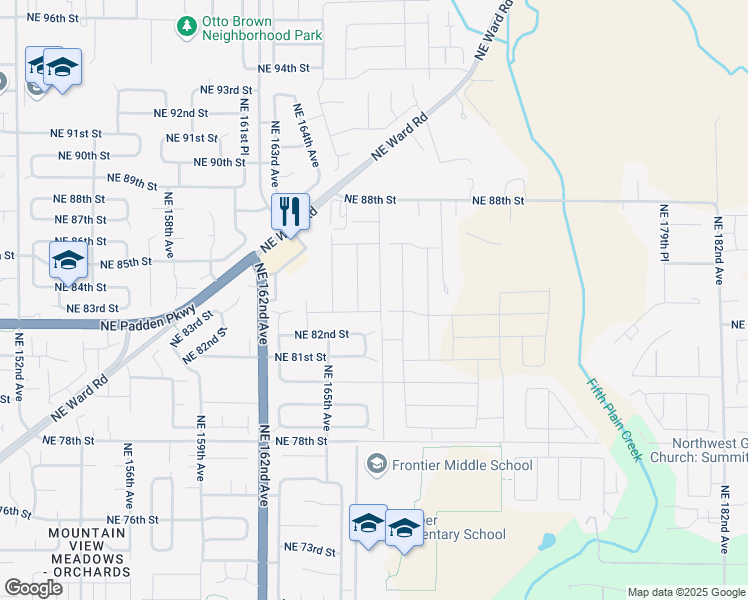map of restaurants, bars, coffee shops, grocery stores, and more near 8304 Northeast 167th Avenue in Vancouver