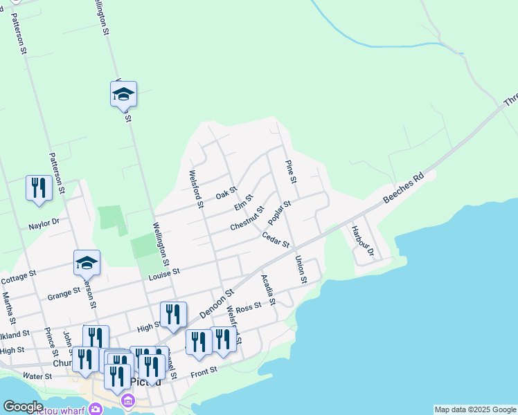 map of restaurants, bars, coffee shops, grocery stores, and more near 172 Chestnut Street in Pictou