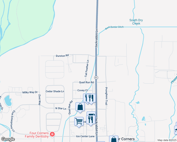 map of restaurants, bars, coffee shops, grocery stores, and more near 86 Tail Feather Lane in Bozeman