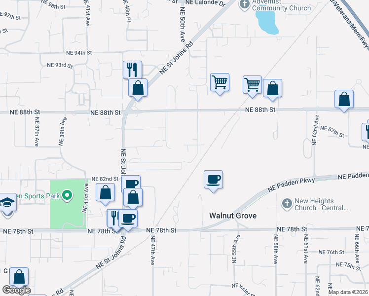 map of restaurants, bars, coffee shops, grocery stores, and more near 8430 Northeast 50th Court in Vancouver