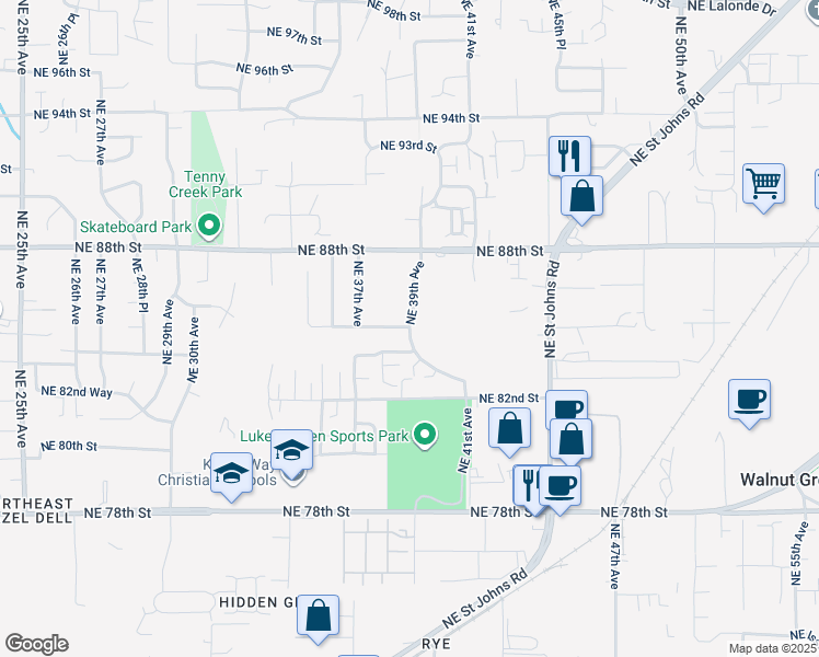 map of restaurants, bars, coffee shops, grocery stores, and more near 8607 Northeast 39th Avenue in Vancouver