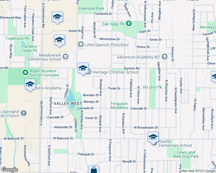map of restaurants, bars, coffee shops, grocery stores, and more near 417 North Ferguson Avenue in Bozeman