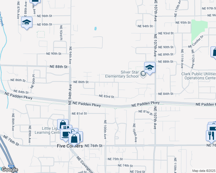 map of restaurants, bars, coffee shops, grocery stores, and more near 9903 Northeast 86th Street in Vancouver