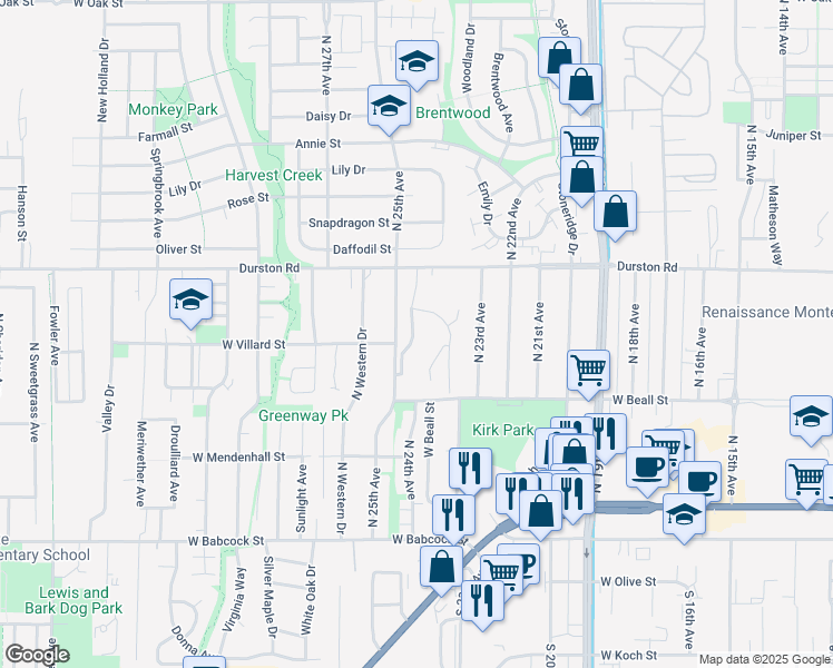 map of restaurants, bars, coffee shops, grocery stores, and more near 71 Willowbrook in Bozeman