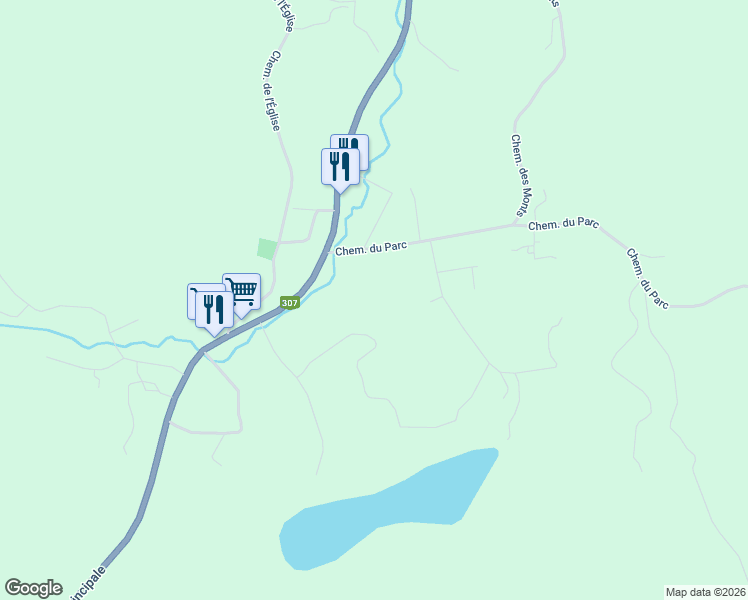 map of restaurants, bars, coffee shops, grocery stores, and more near 323 Chemin du Ruisseau in Outaouais