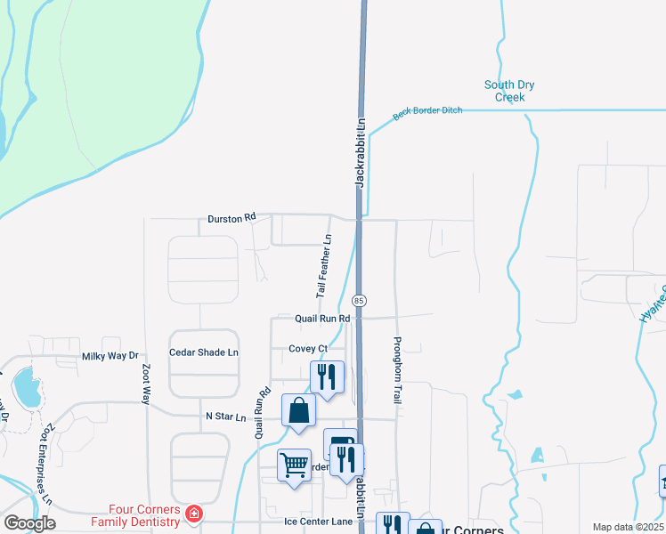 map of restaurants, bars, coffee shops, grocery stores, and more near 86 Tail Feather Lane in Bozeman