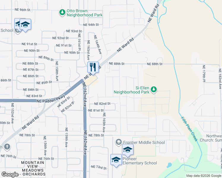 map of restaurants, bars, coffee shops, grocery stores, and more near 8404 Northeast 166th Avenue in Vancouver