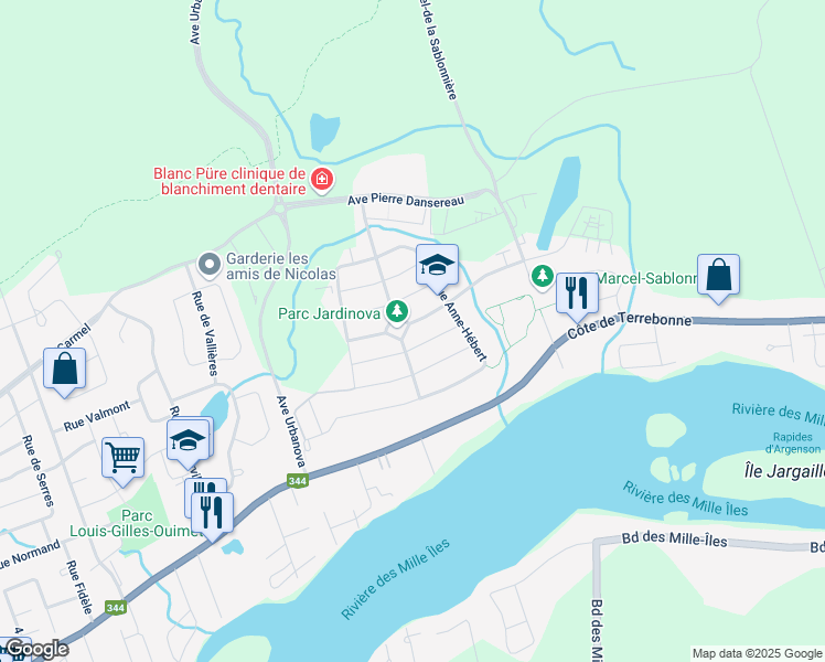 map of restaurants, bars, coffee shops, grocery stores, and more near 856 Rue Marie-Gérin-Lajoie in Terrebonne