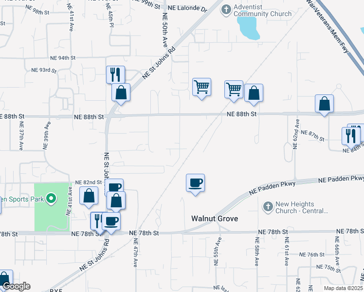 map of restaurants, bars, coffee shops, grocery stores, and more near 5103 Northeast 85th Street in Vancouver