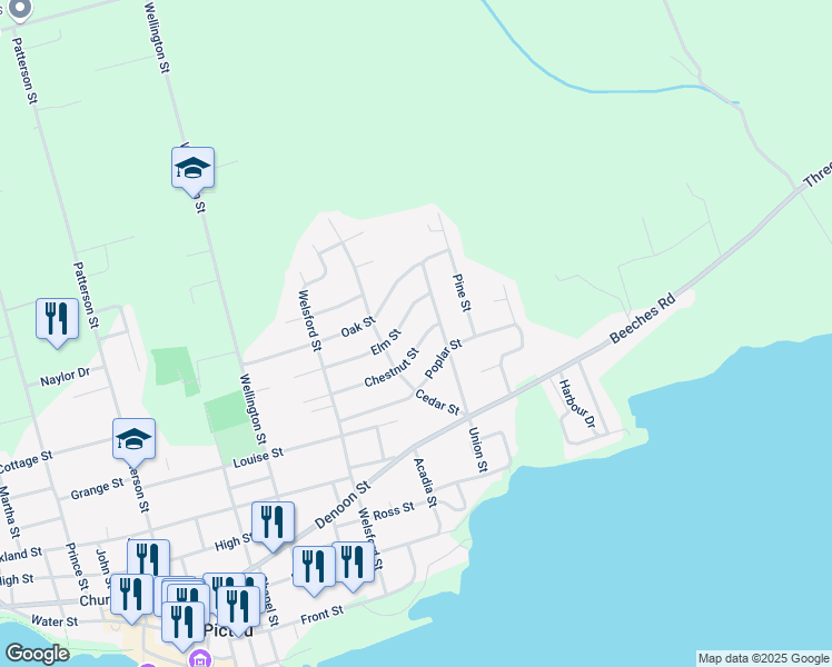 map of restaurants, bars, coffee shops, grocery stores, and more near 172 Chestnut Street in Pictou