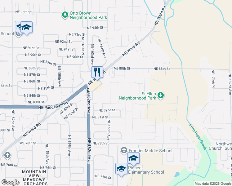 map of restaurants, bars, coffee shops, grocery stores, and more near 8404 Northeast 166th Avenue in Vancouver