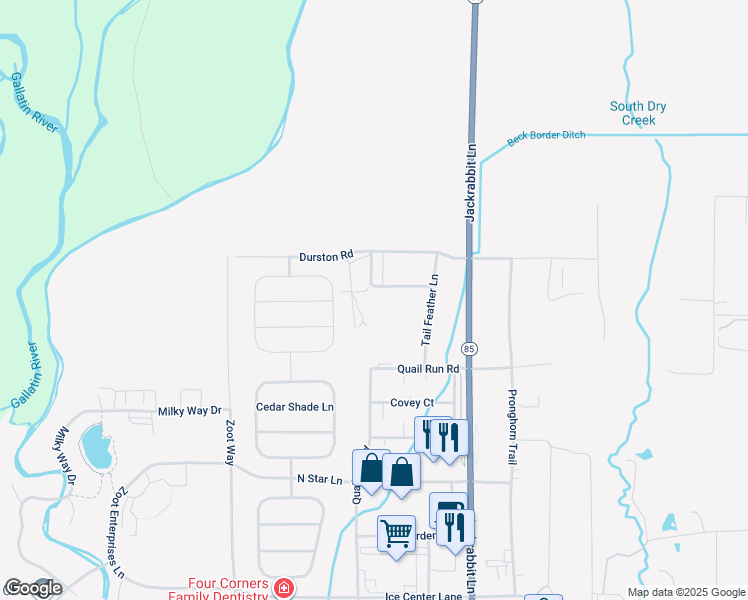 map of restaurants, bars, coffee shops, grocery stores, and more near 98 Sage Bloom Court in Bozeman