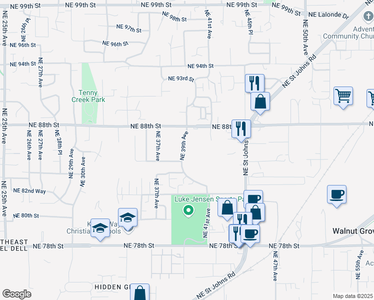 map of restaurants, bars, coffee shops, grocery stores, and more near 8607 Northeast 39th Avenue in Vancouver