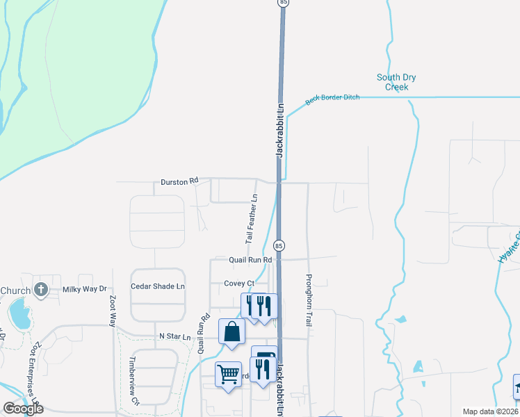 map of restaurants, bars, coffee shops, grocery stores, and more near 86 Tail Feather Lane in Bozeman