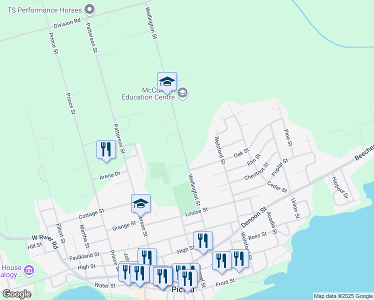 map of restaurants, bars, coffee shops, grocery stores, and more near 234 Wellington Street in Pictou
