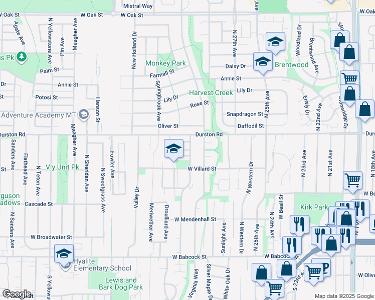 map of restaurants, bars, coffee shops, grocery stores, and more near in Bozeman