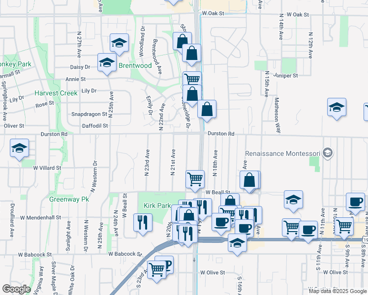map of restaurants, bars, coffee shops, grocery stores, and more near 509 North 20th Avenue in Bozeman