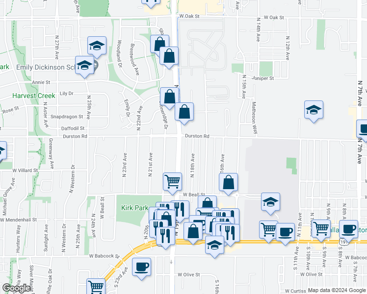 map of restaurants, bars, coffee shops, grocery stores, and more near in Bozeman