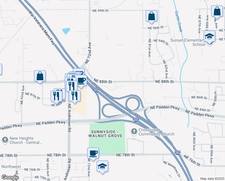map of restaurants, bars, coffee shops, grocery stores, and more near 4325 Northeast 87th Street in Vancouver