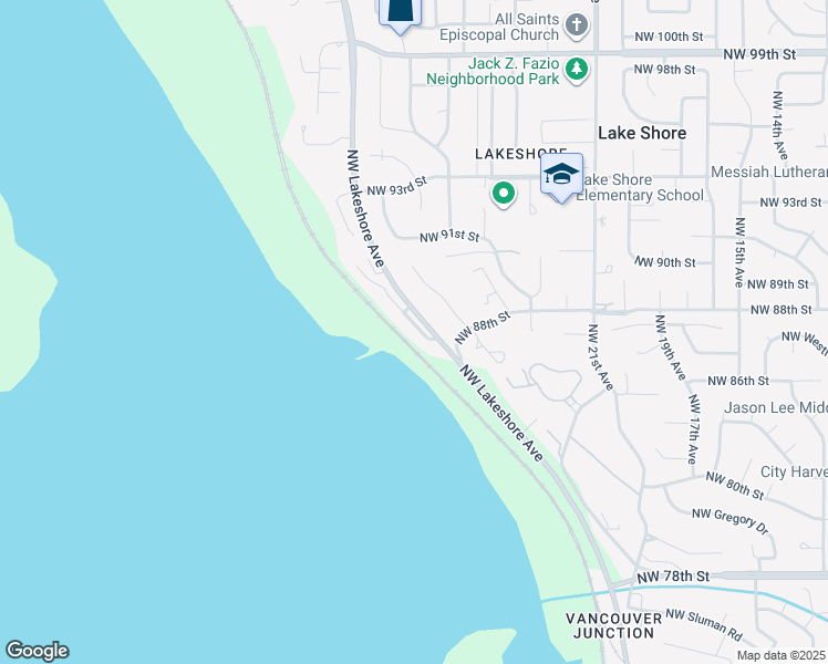 map of restaurants, bars, coffee shops, grocery stores, and more near 8628 Northwest Lakeshore Avenue in Vancouver