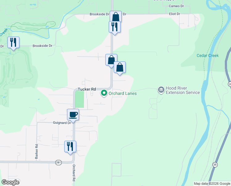 map of restaurants, bars, coffee shops, grocery stores, and more near 3200 Clemmons Drive in Hood River