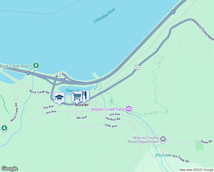 map of restaurants, bars, coffee shops, grocery stores, and more near 3 Mosier Creek Place in Mosier