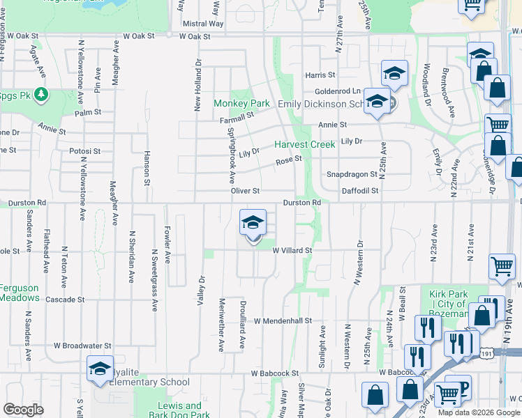 map of restaurants, bars, coffee shops, grocery stores, and more near 515 Michael Grove Avenue in Bozeman