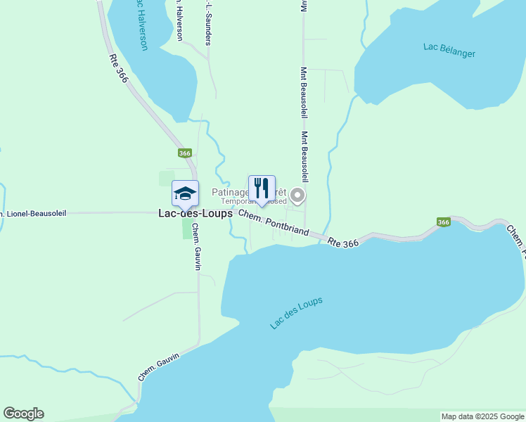 map of restaurants, bars, coffee shops, grocery stores, and more near 269 Chemin Pontbriand in Lac-des-Loups