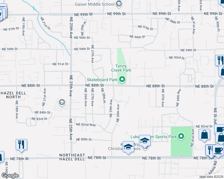 map of restaurants, bars, coffee shops, grocery stores, and more near 8710 Northeast 29th Avenue in Vancouver