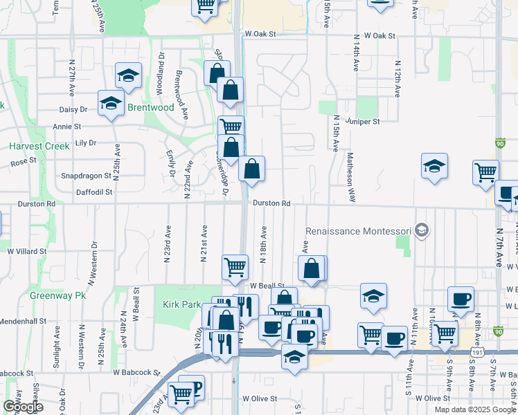 map of restaurants, bars, coffee shops, grocery stores, and more near in Bozeman