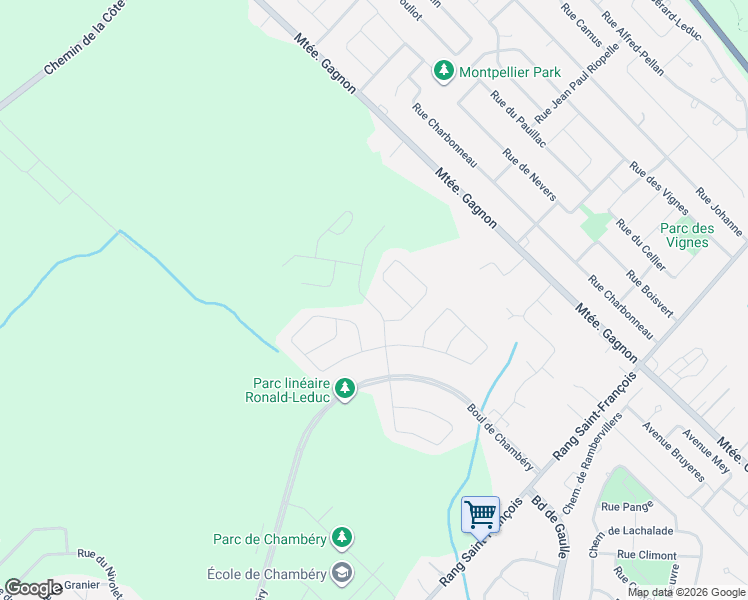 map of restaurants, bars, coffee shops, grocery stores, and more near 18 Rue de Chanaz in Blainville