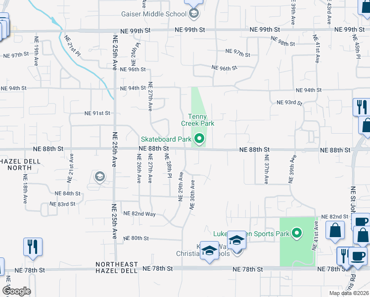 map of restaurants, bars, coffee shops, grocery stores, and more near 8711 Northeast 29th Avenue in Vancouver