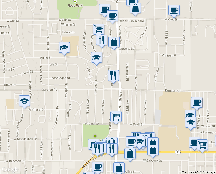 map of restaurants, bars, coffee shops, grocery stores, and more near 2137 Durston Road in Bozeman