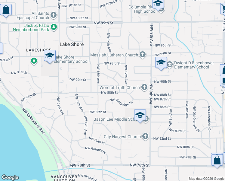map of restaurants, bars, coffee shops, grocery stores, and more near 1304 Northwest Westridge Street in Vancouver
