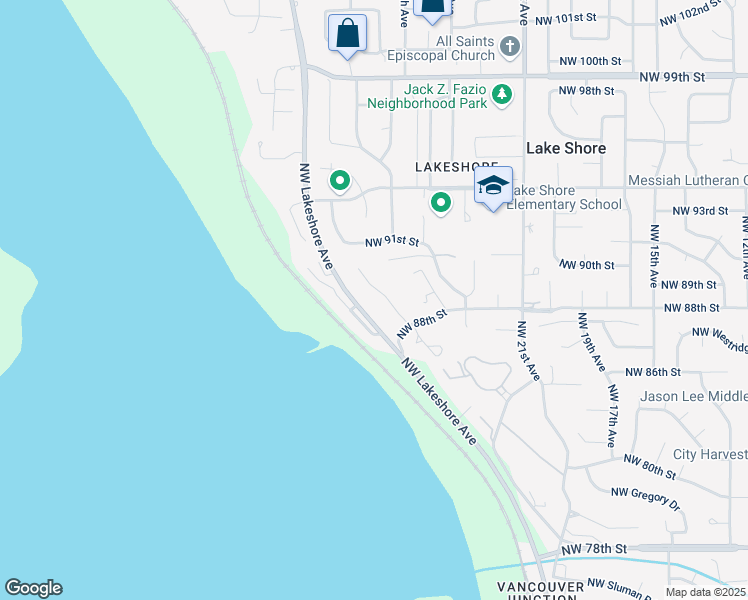 map of restaurants, bars, coffee shops, grocery stores, and more near 8808 Northwest Lakecrest Avenue in Vancouver