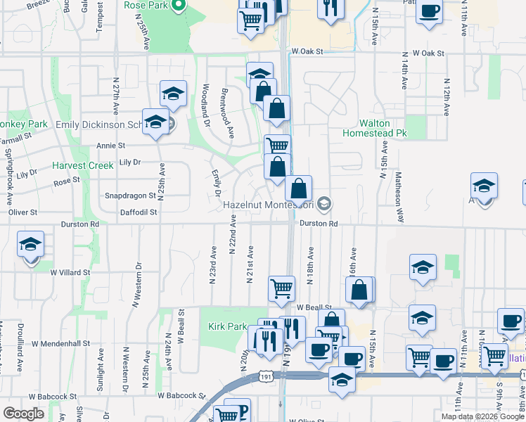 map of restaurants, bars, coffee shops, grocery stores, and more near 710 Stoneridge Drive in Bozeman