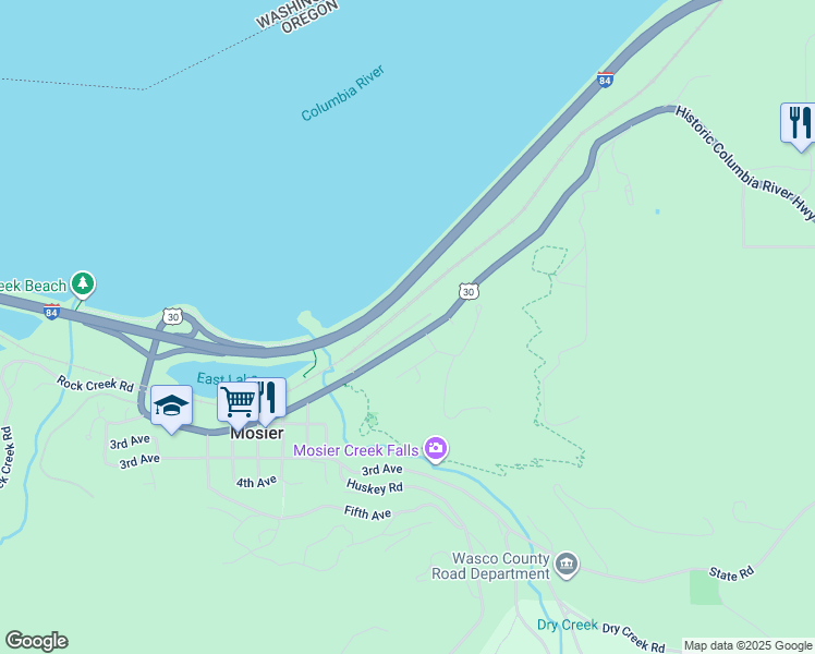 map of restaurants, bars, coffee shops, grocery stores, and more near 26 Mosier Creek Place in Mosier